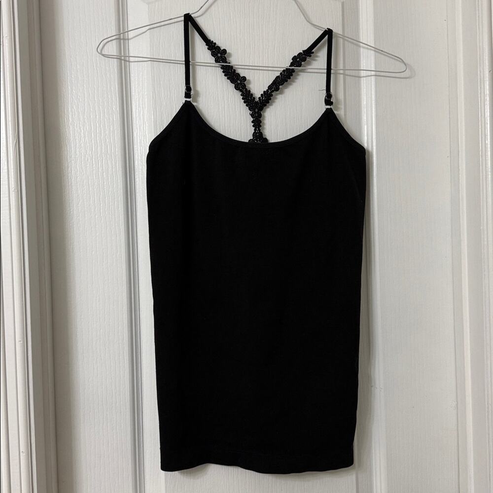 Always lace black cami tank top adjustable straps one size